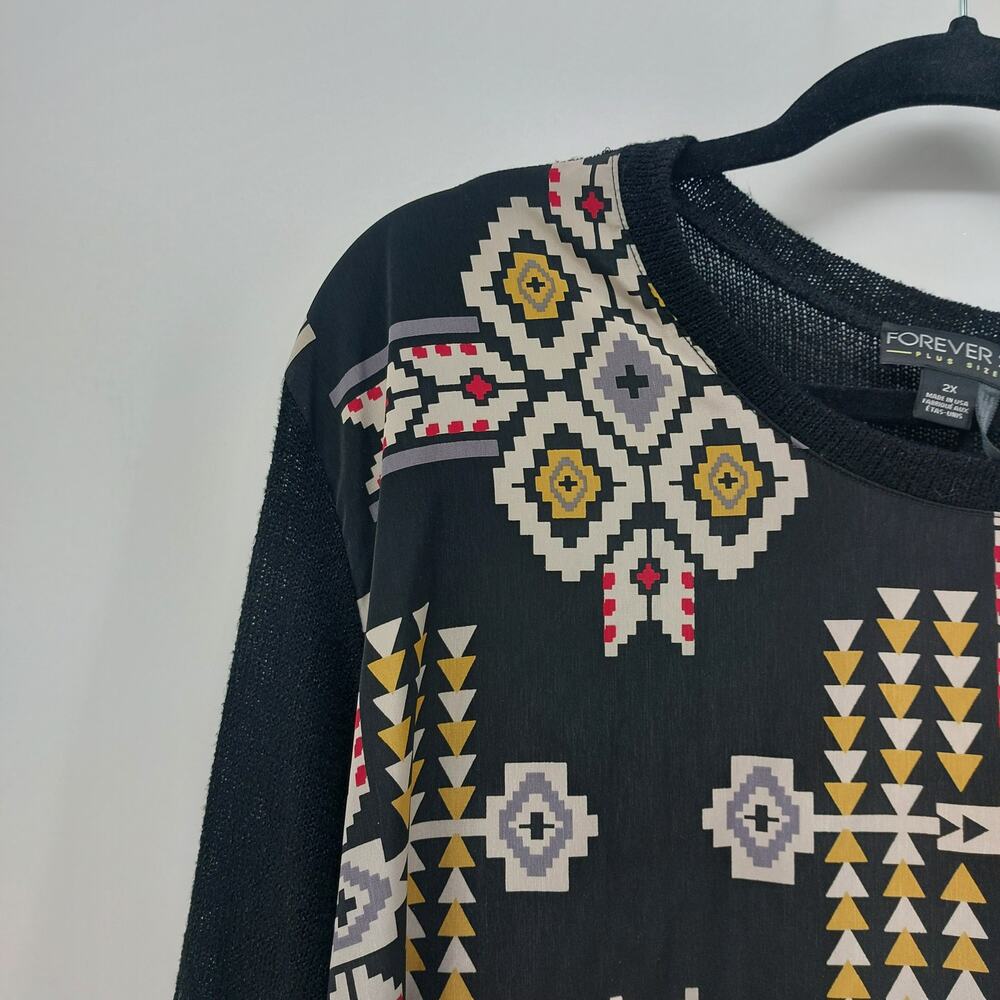 Forever 21 Womens Plus Sz 2X Aztec Southwestern Print Light Sweater - Picture 8 of 13